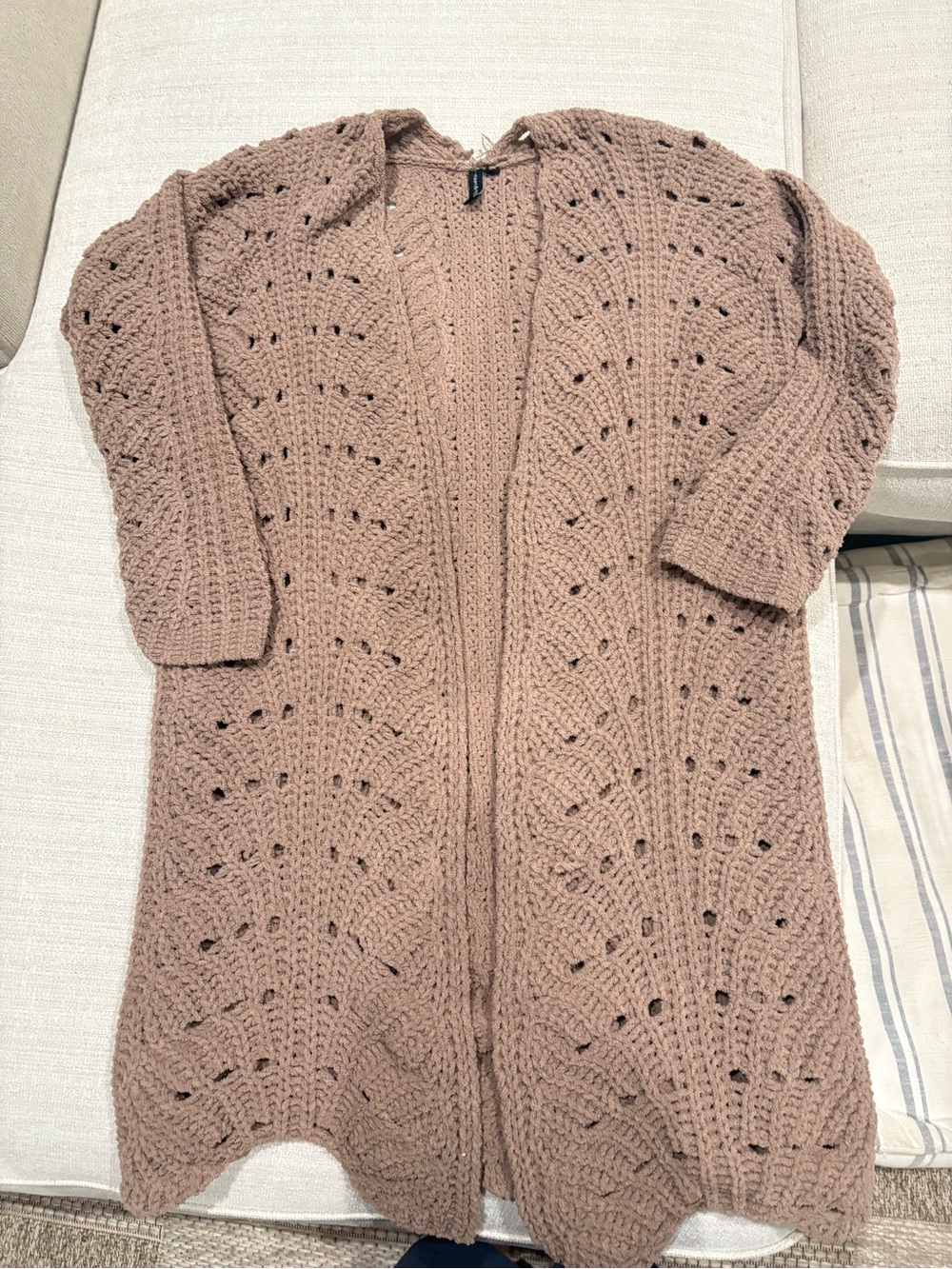 moon & madison Open-Front Chunky Knit Cardigan - Taupe